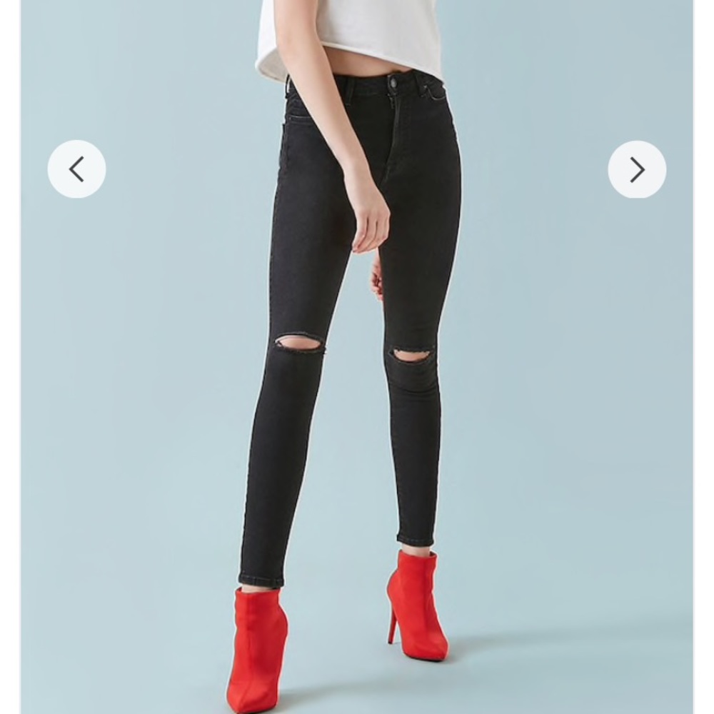 Faded high-waisted skinny jeans